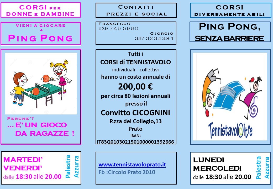 Corsi di avviamenti al Ping Pong per Adulti